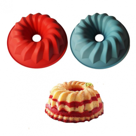 Cofetărie și patiserie - Formă spirală silicon prăjituri checuri 22 cm antiaderentă roșu albastru