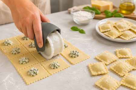 Rolă din plastic pentru patiserie cu 3 lame zimțate pentru tăiere aluat și ravioli [1]
