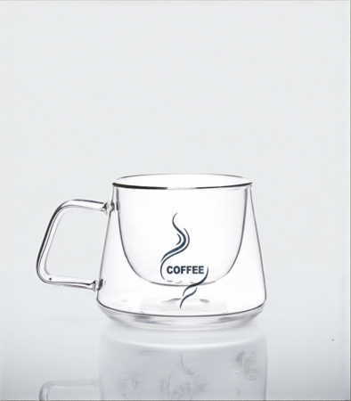 Cană sticlă dublu perete 200 ml borosilicată cafea espresso ceai [3]