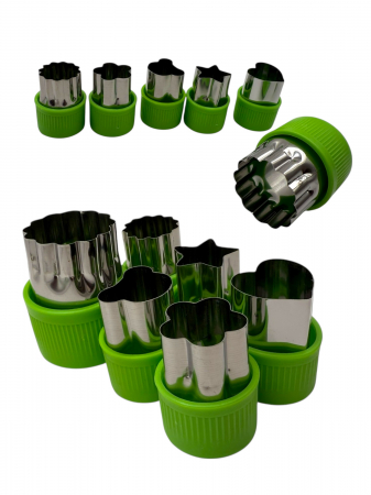 Bucătrie - Set 8 forme din inox pentru decupat legume și fructe cu mâner plastic