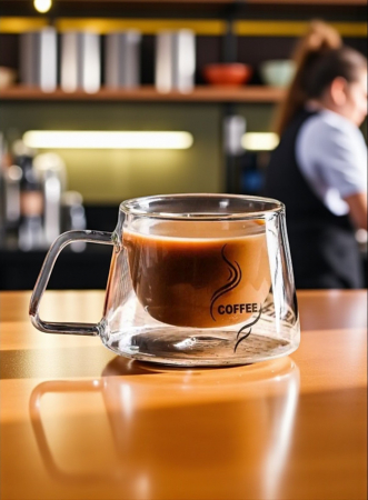 Cană sticlă dublu perete 200 ml borosilicată cafea espresso ceai [1]