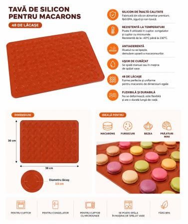 Tavă din silicon pentru macarons 48 lăcașe 38x30 cm [2]