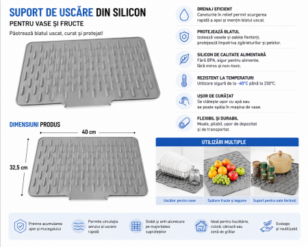 Suport de uscare din silicon pentru vase și fructe 40x32,5 cm [2]