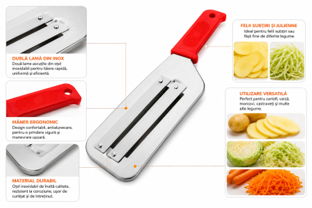 Feliator manual din inox pentru varză și legume cu lamă dublă [8]