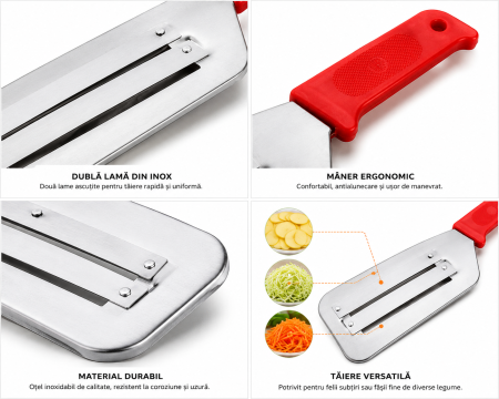Feliator manual din inox pentru varză și legume cu lamă dublă [3]