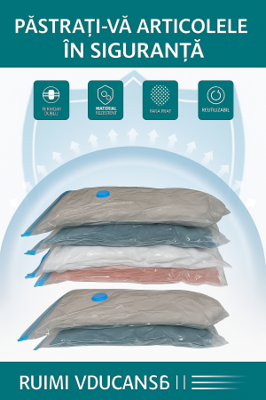 Set 5 saci vacuumabili cu pompă manuală pentru depozitare haine și lenjerii [4]