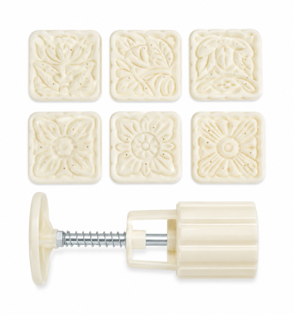 Noutăți - Set presă decorativă pentru biscuiți și fondant – 6 modele florale