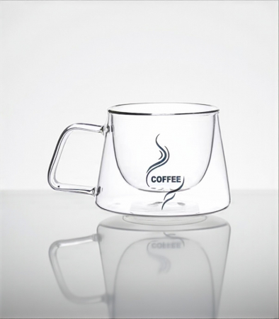 Bucătrie - Cană sticlă dublu perete 200 ml borosilicată cafea espresso ceai