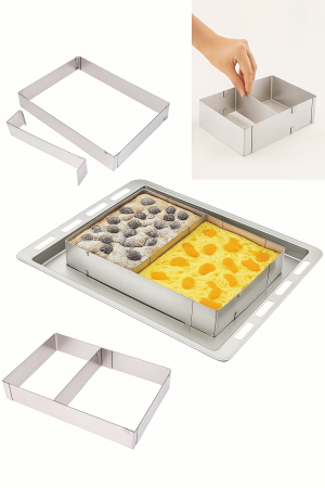 Cofetărie și patiserie - Formă reglabilă inox prăjituri și blaturi cu separator detașabil 34–52 cm