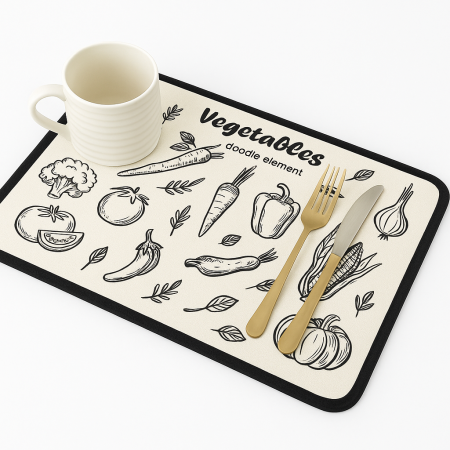 Covoraș absorbant vase bucătărie, microfibră, design legume [3]