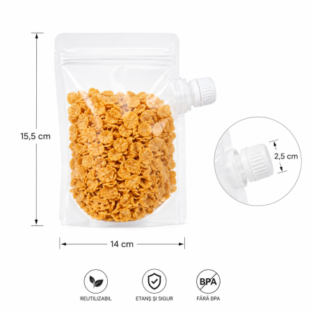 Pungă reutilizabilă cu dop filetat etanș pentru alimente și lichide 14x15,5 cm [1]