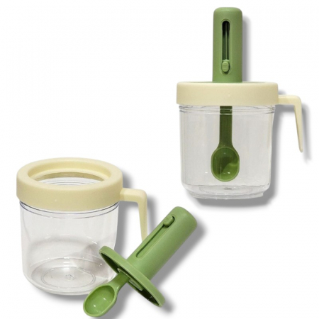 Borcan condimente cu linguriță integrată – 300 ml, zahăr, cafea, sare [1]