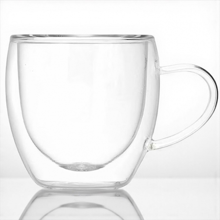 Bucătrie - Cană sticlă dublu perete 250 ml borosilicată cafea ceai termorezistentă