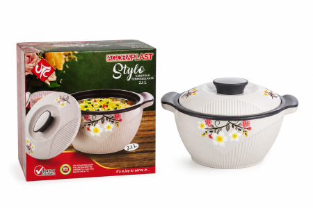 Caserolă Termică Inox 2.1L cu Capac Floral [2]