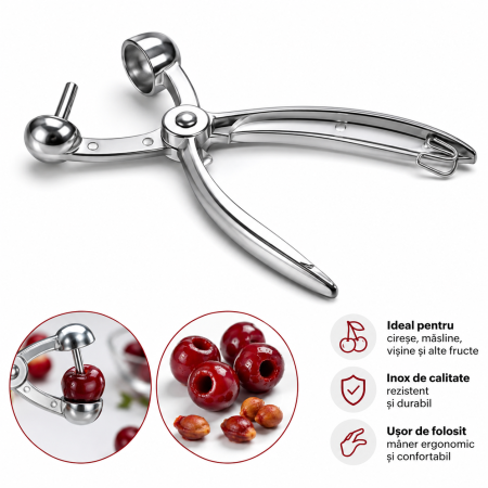Clește inox pentru scos sâmburi cireșe vișine și măsline bucătărie [2]