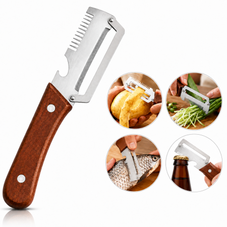 Bucătărie - Curățător și Feliator Multifuncțional 4 în 1 pentru Legume și Pește