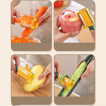 Curățător rotativ 3 în 1 legume fructe lame inox mâner ergonomic [2]