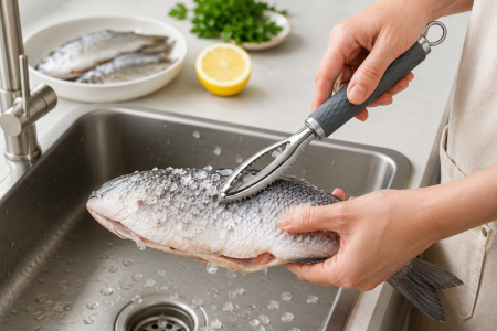 Curatator Solzi Peste Din Inox Cu Maner Antiderapant Pentru Curatarea Pestelui [2]