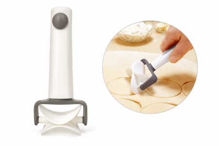 Casă şi grădină - Decupator si presa 2 in 1 pentru ravioli si coltunasi 17 cm alb gri