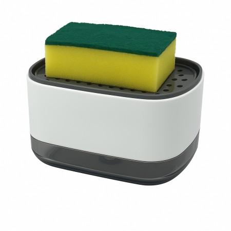 Bucătrie - Dispenser detergent 2 în 1 cu suport pentru burete 380 ml