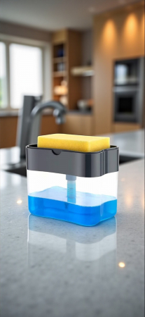 Dozator detergent lichid 2 în 1 cu suport burete 400 ml chiuvetă bucătărie [3]