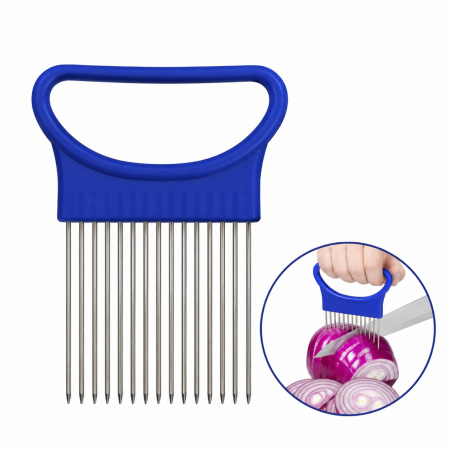 Bucătărie - Fixator Pentru Taiere Ceapa Si Legume Din Inox Cu Maner Ergonomic