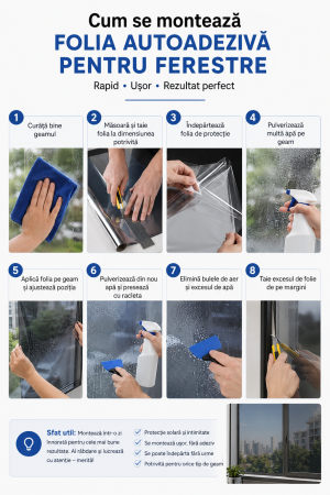 Folie oglindă pentru geamuri 60 x 300 cm cu protecție solară [3]