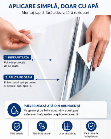 Folie oglindă pentru geamuri 60 x 300 cm cu protecție solară [6]