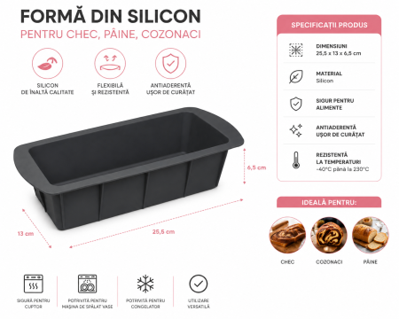 Formă din silicon pentru chec, pâine și cozonac 25,5 x 13 x 6,5 cm [2]