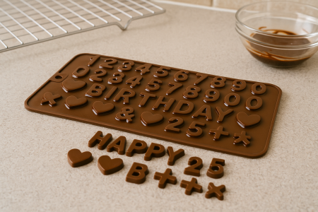 Formă silicon pentru ciocolată și jeleuri litere cifre Happy Birthday [3]