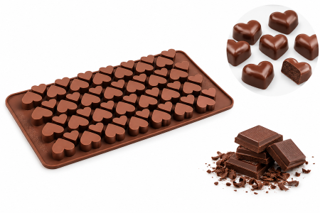 Cofetărie și patiserie - Formă din silicon pentru ciocolată și praline 55 inimioare