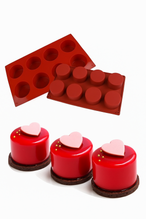 Cofetărie și patiserie - Formă silicon 8 cavități rotunde mousse torturi individuale și entremets