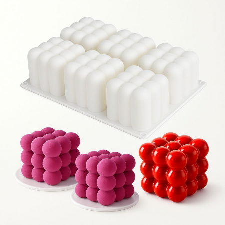 Cofetărie și patiserie - Formă silicon 3D Bubble Cube 6 cavități mousse torturi înghețată lumânări săpunuri