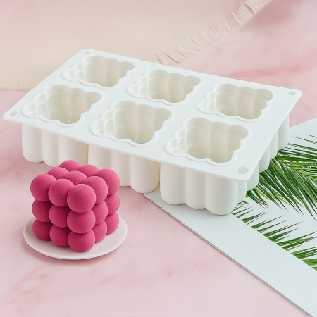 Formă silicon 3D Bubble Cube 6 cavități mousse torturi înghețată lumânări săpunuri [1]