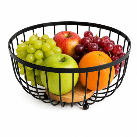 Depozitare și organizare - fructiera-decorativa-metal-lemn-25-cm-design-modern