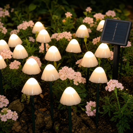 Instalație Solară LED Tip Ciupercuțe 30 LED 3m Lumină Caldă pentru Grădină [4]