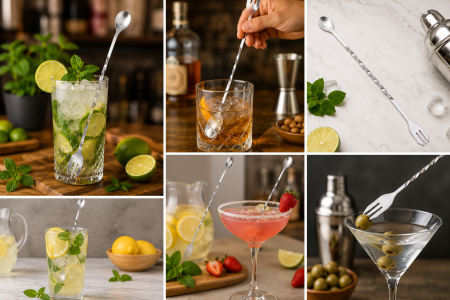 Lingură de bar 2 în 1 cu furculiță din inox 26 cm pentru cocktail [3]