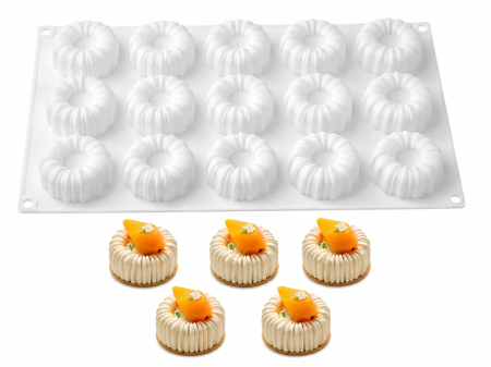 Cofetărie și patiserie - Matrita silicon mini deserturi mousse 15 cavitati tip inel