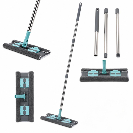 Mop Plat cu Sistem de Blocare și Lavetă din Microfibră Absorbantă [2]