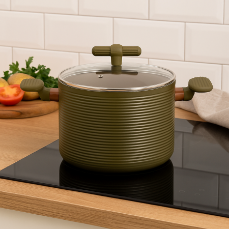 Oală Grunberg GR5725 aluminiu antiaderent 5.6 L cu capac sticlă [1]