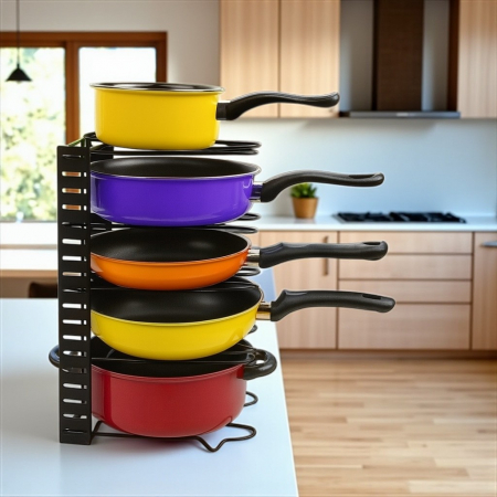 Suport metalic reglabil pentru tigăi și capace – 5 spații [1]