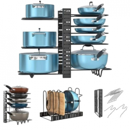 Organizator reglabil oale tigăi capace 8 etaje suport metalic bucătărie [1]