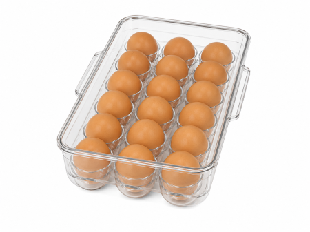 Depozitare și organizare - organizator-18-oua-cu-capac-transparent-stivuibil