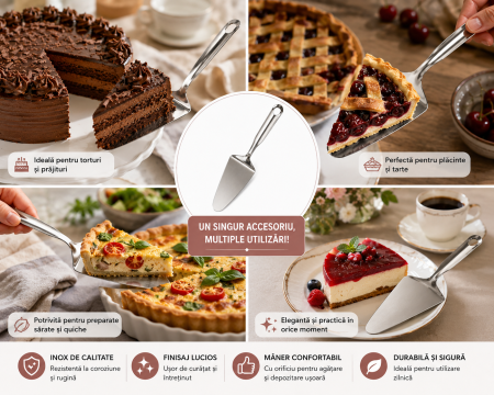 Paletă pentru tort din inox pentru servire prăjituri și tarte [2]