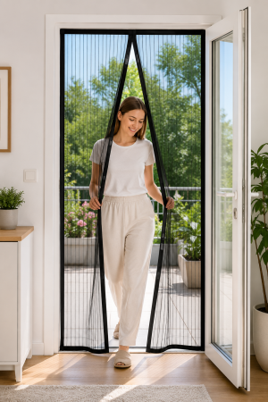 Plasă magnetică pentru ușă 100x210 cm neagră cu închidere automată [3]