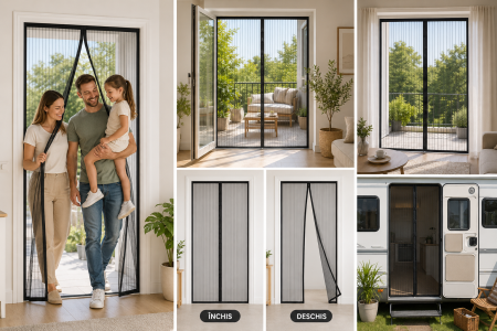 Plasă magnetică pentru ușă 100x210 cm neagră cu închidere automată [2]