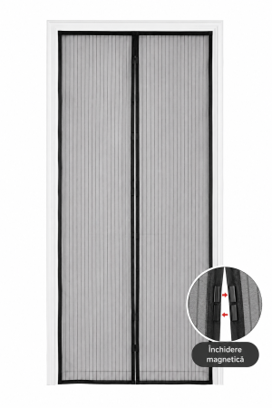 Produse de Sezon - Plasă magnetică pentru ușă 100x210 cm neagră cu închidere automată