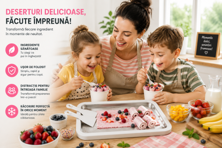 Plita rece pentru inghetata rulata ice rolls cu 2 spatule - magazin-Ieftinica.ro [5]