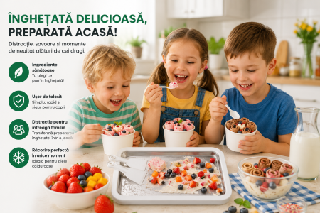 Plita rece pentru inghetata rulata ice rolls cu 2 spatule - magazin-Ieftinica.ro [1]