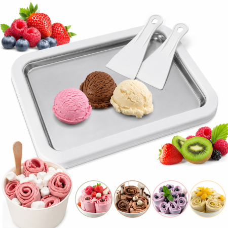 Casă şi grădină - Plita rece pentru inghetata rulata ice rolls cu 2 spatule - magazin-Ieftinica.ro